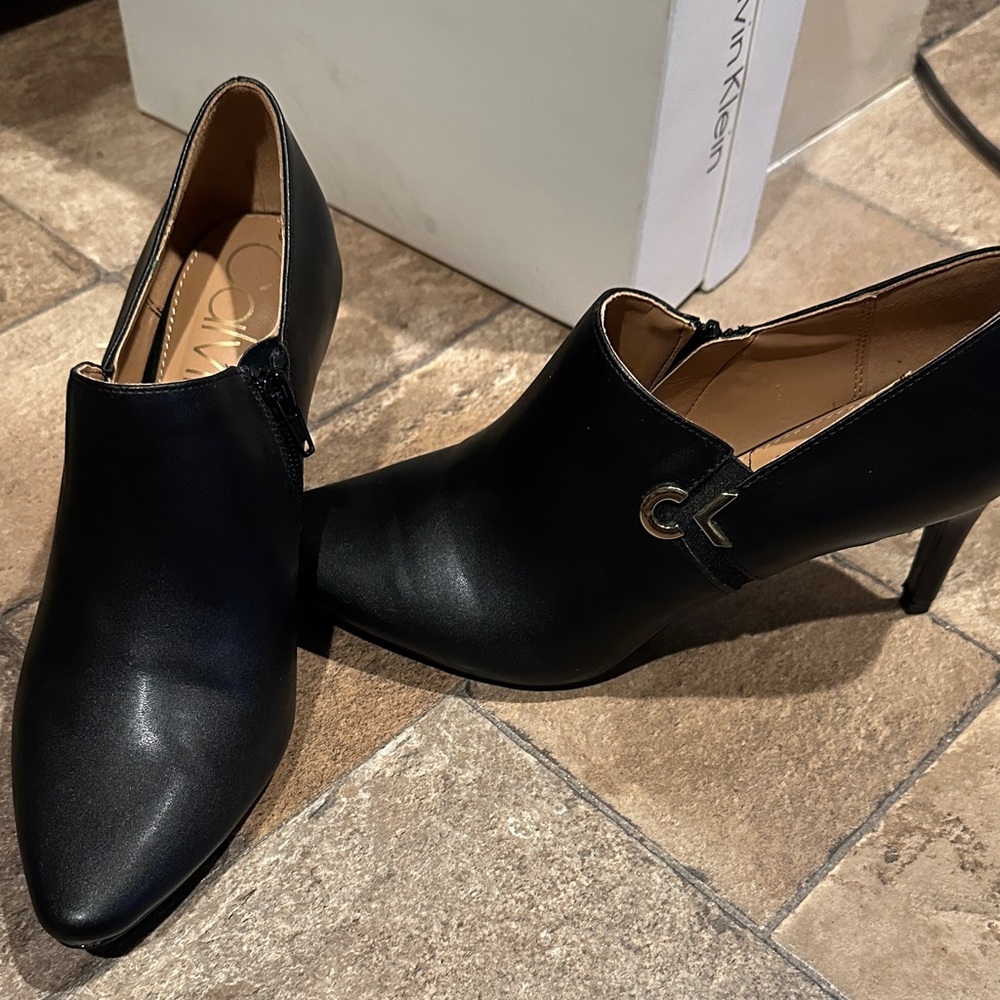 Calvin Klein Black Heeled Ankle Boots